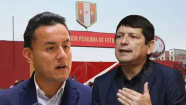 Agustín Lozano y Richard Acuña en la Federación Peruana de Fútbol (FPF).