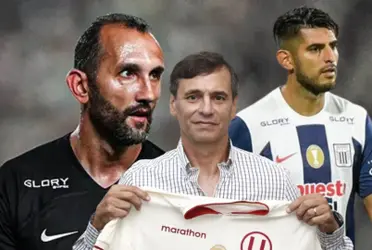 Carlos Zambrano, Hernán Barcos y Fabián Bustos en la Liga 1.