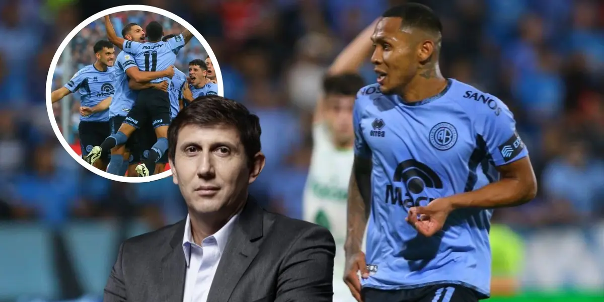 Bryan Reyna con el Club Atlético Belgrano y Juan Pablo Varsky / Foto: Belgrano