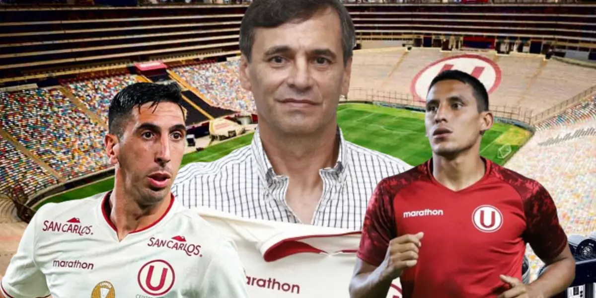 Diego Dorregaray, Fabián Bustos y Alex Valera en Universitario / Foto: Universitario