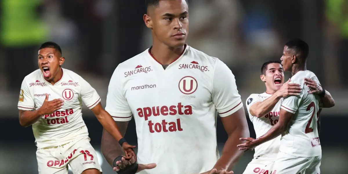 Edison Flores, Christopher Olivares, Andy Polo y Aldo Corzo con la camiseta de Universitario de Deportes