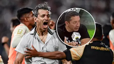 Fabián Bustos y Carlos Galván (Foto: Liga 1 y Captura Youtube).