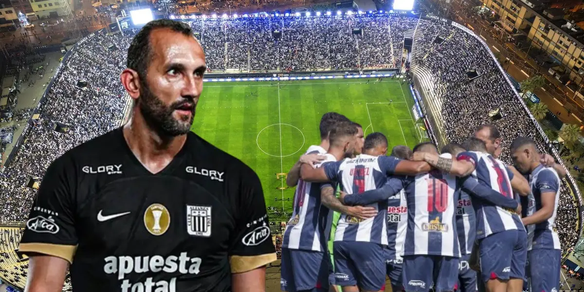 Hernán Barcos con el plantel de Alianza Lima.