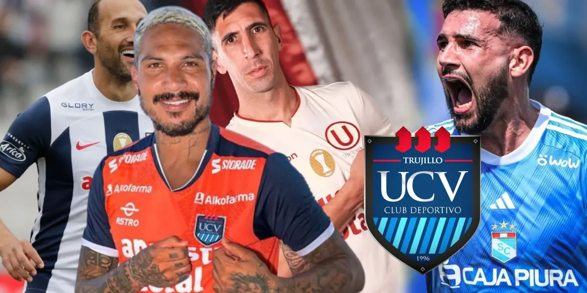 Hernán Barcos, Diego Dorregaray, Ignacio Da Silva y Paolo Guerrero con las camisetas de sus equipos