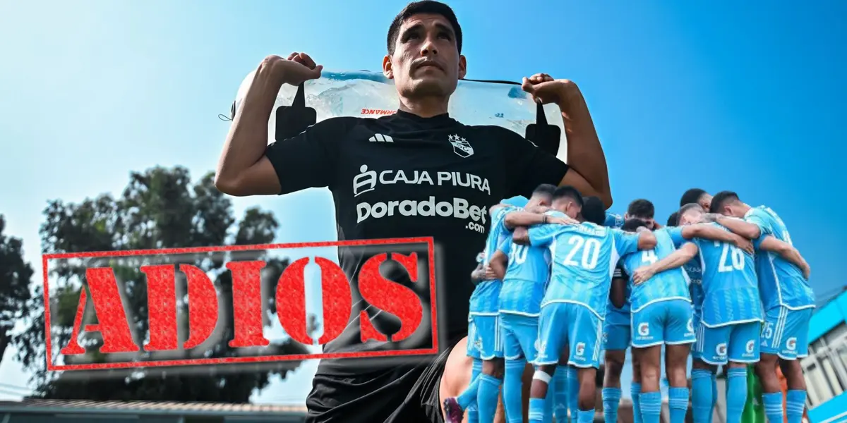 Irven Ávila entrenando y debajo jugadores de Sporting Cristal