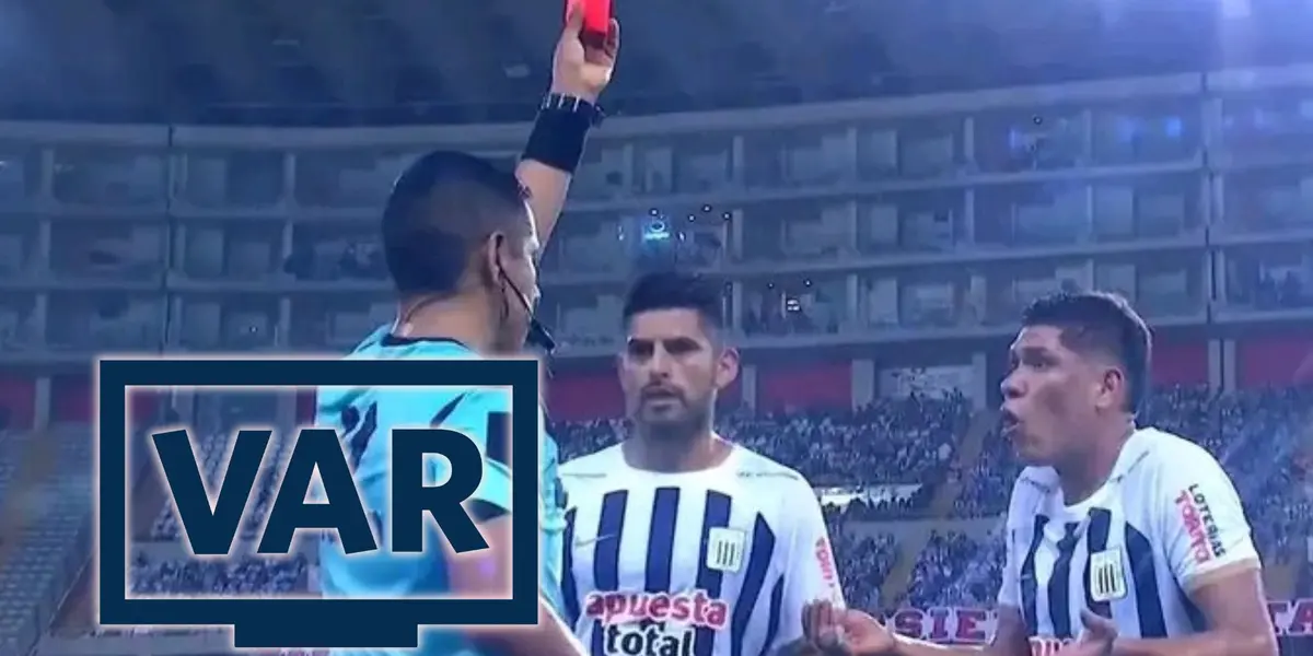 Jesús Castillo recibiendo la roja en el Alianza Lima vs Atlétigo Grau. (Captura: L1 Max)
