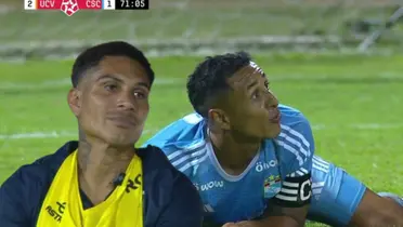 Paolo Guerrero reaccionando a la lesión de Yotún. (Foto: Captura L1 Max)