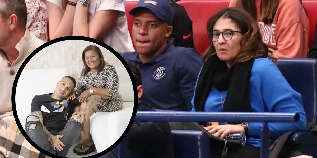 Paolo Guerrero y Mbappé con sus madres / Foto: Olé