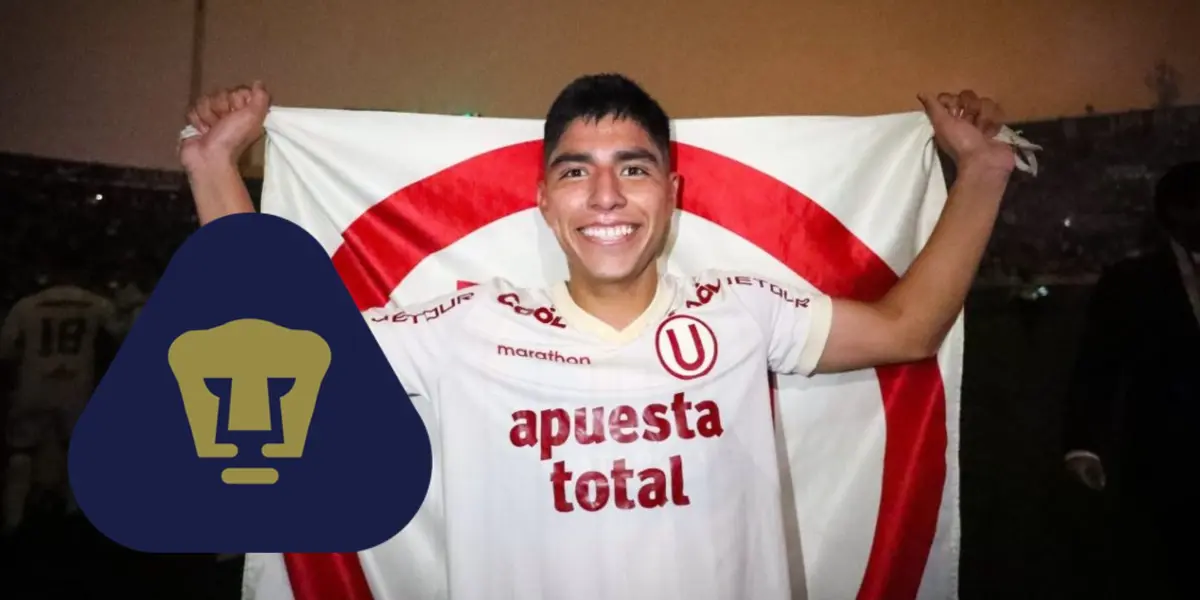 Piero Quispe celebrando con Universitario.