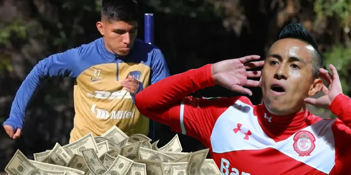 Piero Quispe como jugador de Pumasa UNAM y Christian Cueva en el Toluca. (Foto: Pumas UNAM)