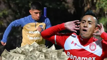 Piero Quispe como jugador de Pumasa UNAM y Christian Cueva en el Toluca. (Foto: Pumas UNAM)