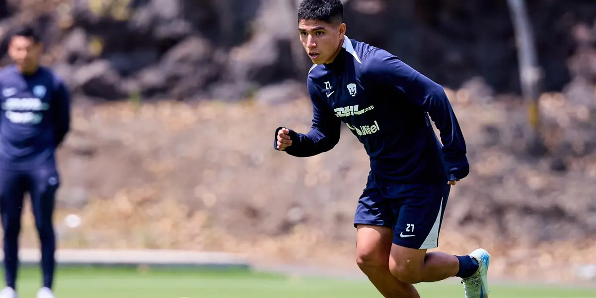 Piero Quispe en el entrenamiento de Pumas (Foto: Pumas).