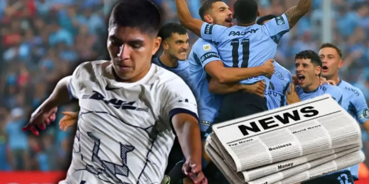 Piero Quispe en Pumas UNAM y Bryan Reyna en Belgrano / Foto: Belgrano