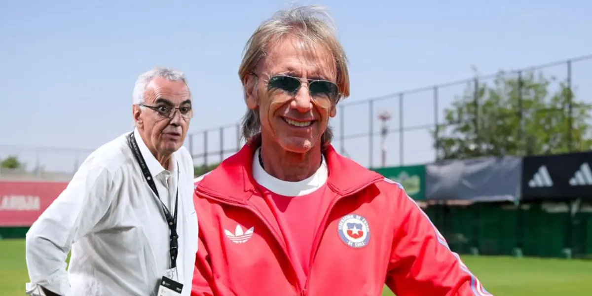 Ricardo Gareca sonriente y Jorge Fossati serio